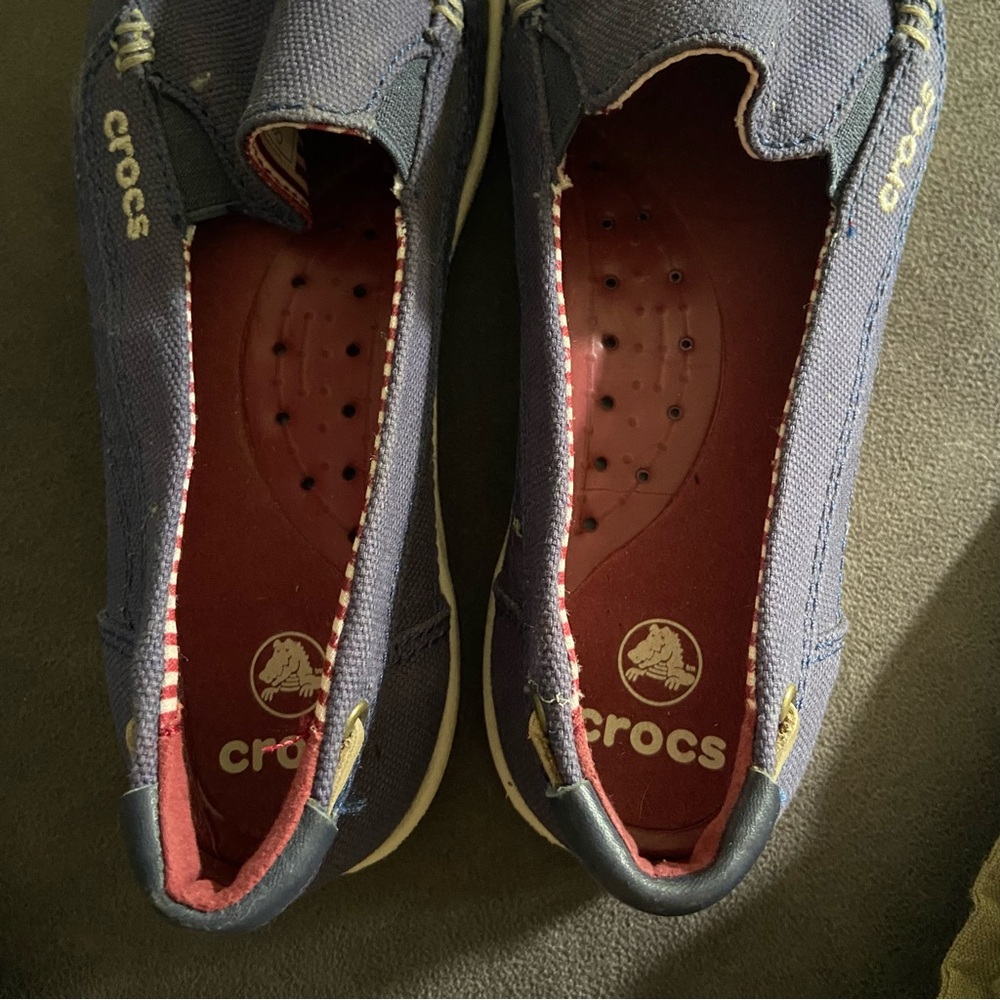 Crocs Walu Nautical Navy Casual Slip on Canvas Loafer Womens Size 6 - Picture 6 of 6